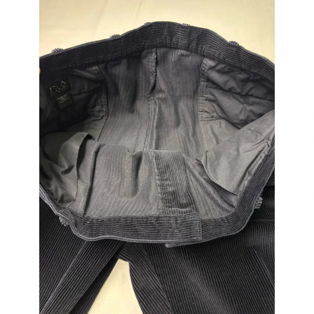 Jos. A. Bank Mens‎ Black Corduroy Pleated Cuffed Trousers 42x26 Wide Wale Cotton